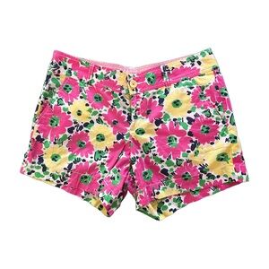 Lilly Pulitzer Floral Callahan Shorts in Pink & Yellow Pattern on White, Size 8